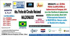 La 6ta Fecha del Circuito Nacional de PÃ¡del, decisiva en las 1ras CategorÃ­as, que cerrarÃ¡n las Clasificaciones al Sudamericano de Paraguay, se disputarÃ¡ en Maldonado.